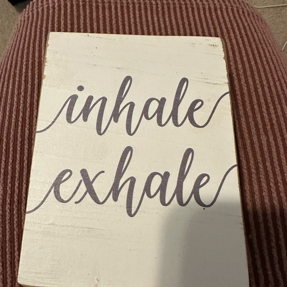 Inhale Exhale White and Grey Wooden Block